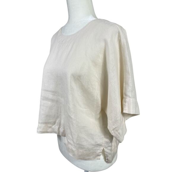 Donna Karen DKNY Pure Linen Top Short Sleeve Boho Coastal Lagenlook Size Small - Picture 6 of 12